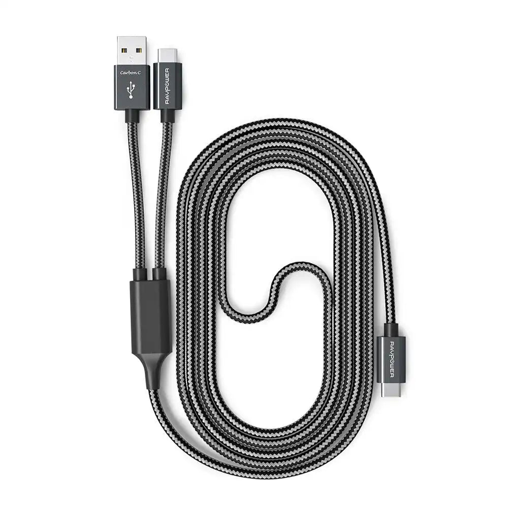 RAVPower Braided (3.3ft/1m) 2-in-1 USB-A/Type-C To Type-C Cable | All Type-C Devices - 1