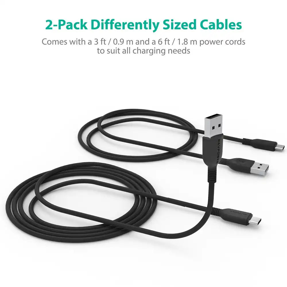 USB-A to USB-C Data Sync and Fast Charging Cable | 2pcs - 3