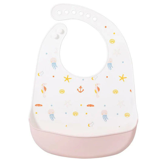 Waterproof Silicone Baby Bib - Pink Ocean