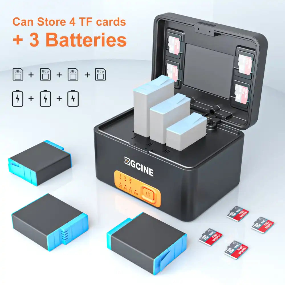 ZGCINE PS-G10 Charging Case | GoPro Batteries | 3 Charging Slots - 4