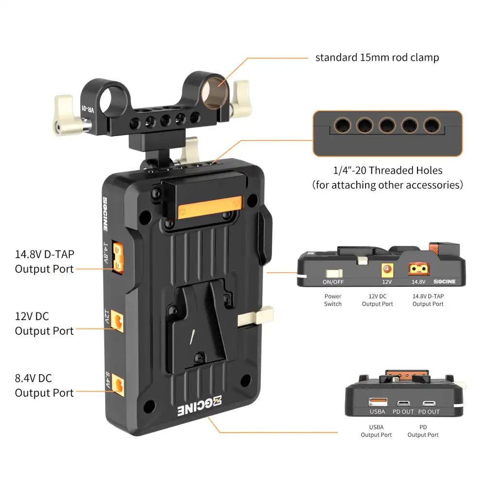 ZGCINE V Mount Battery Plate Kit | V-Mount Batteries | USB-C PD Output - 5